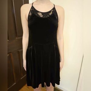 Free People Black Velvet Lace Open Back Mini Dress Size Small